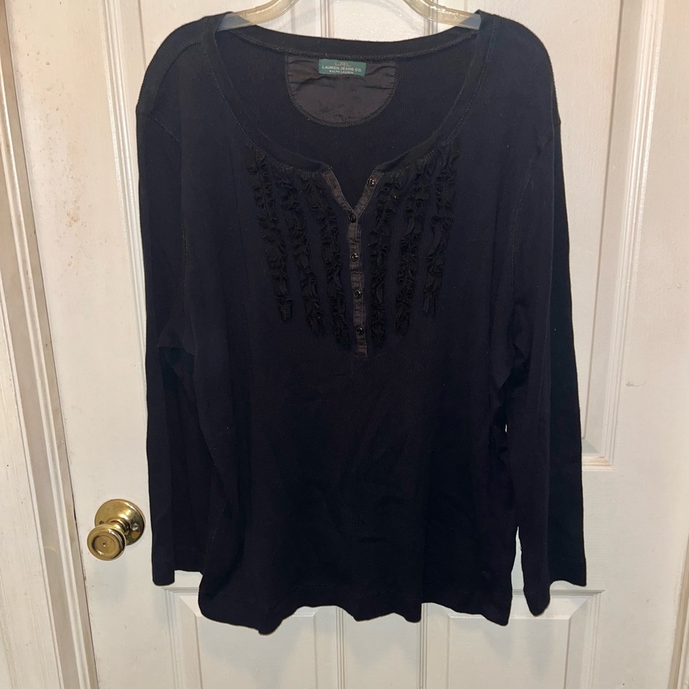 LRL Lauren Jeans Ralph Lauren Long Sleeve Top. Sz L.